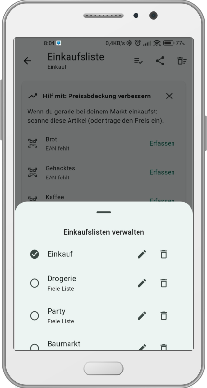 Listenauswahl